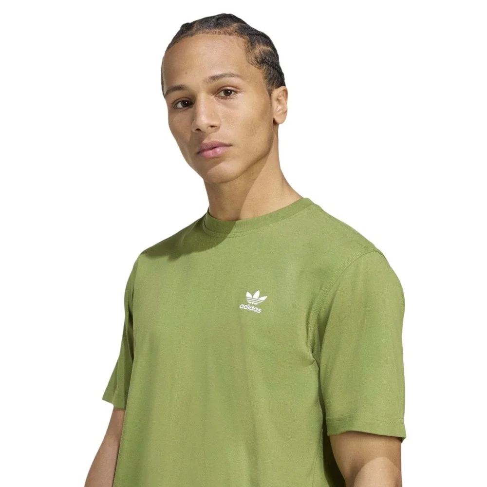 Mens L ADIDAS ORIGINALS logo ESSENTIALS TREFOIL T TEE SHIRT Olive GREEN JV5938‎